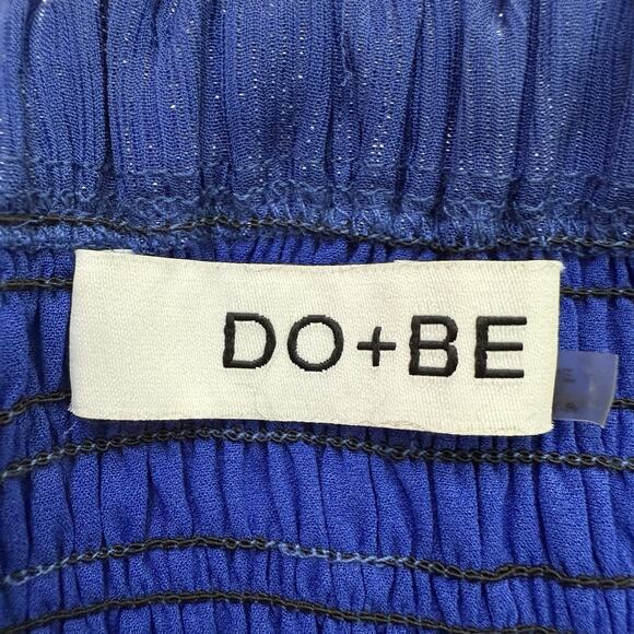 DO + BE Shimmer Blue Smocked Tiered Ruffle Mini Skirt Party Feminine Small - Picture 2 of 4